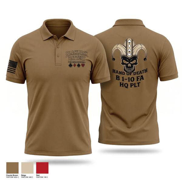 Short Sleeve Performance Polo, Blackjack 1-10FA, Army, Teamtime, Team time, sublimation, custom sports apparel, team uniforms, spirit wear, spiritwear, sports uniforms, custom shirts, team store, custom team store, fundraiser sports, apparel fundraiser