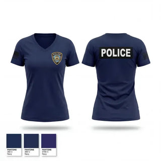 Womens Short Sleeve Vneck Shirt, DSNY POLICE, Police, Teamtime, Team time, sublimation, custom sports apparel, team uniforms, spirit wear, spiritwear, sports uniforms, custom shirts, team store, custom team store, fundraiser sports, apparel fundraiser