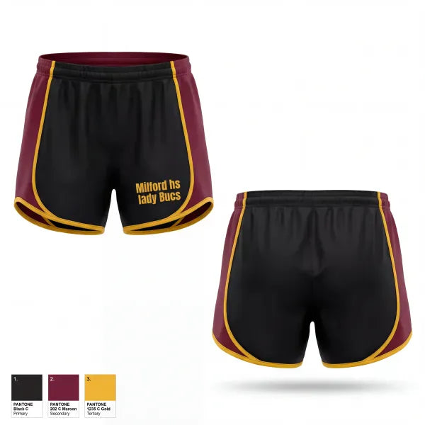 Womens Shorts, Milford hs lady Bucs, Women's Lacrosse, Teamtime, Team time, sublimation, custom sports apparel, team uniforms, spirit wear, spiritwear, sports uniforms, custom shirts, team store, custom team store, fundraiser sports, apparel fundraiser
