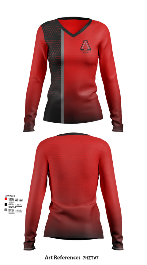 Womens Long Sleeve Vneck Shirt, Antelope Girls Soccer, Women's Soccer, Teamtime, Team time, sublimation, custom sports apparel, team uniforms, spirit wear, spiritwear, sports uniforms, custom shirts, team store, custom team store, fundraiser sports, apparel fundraiser