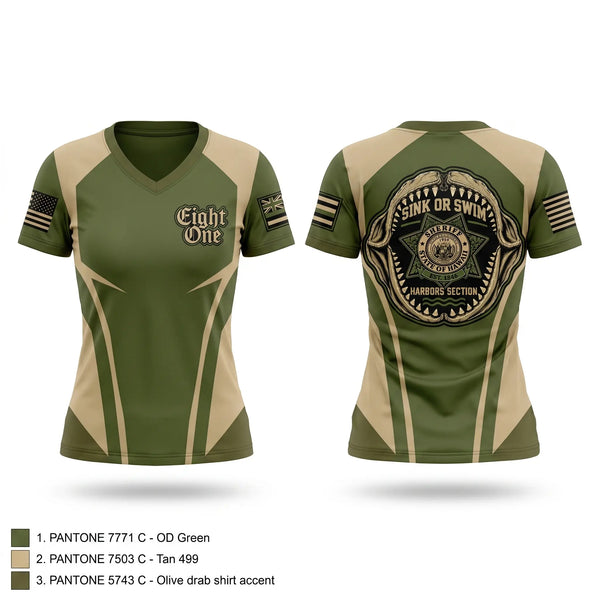 Womens Short Sleeve Vneck Shirt, State of Hawaii DLE Harbors, Police, Teamtime, Team time, sublimation, custom sports apparel, team uniforms, spirit wear, spiritwear, sports uniforms, custom shirts, team store, custom team store, fundraiser sports, apparel fundraiser
