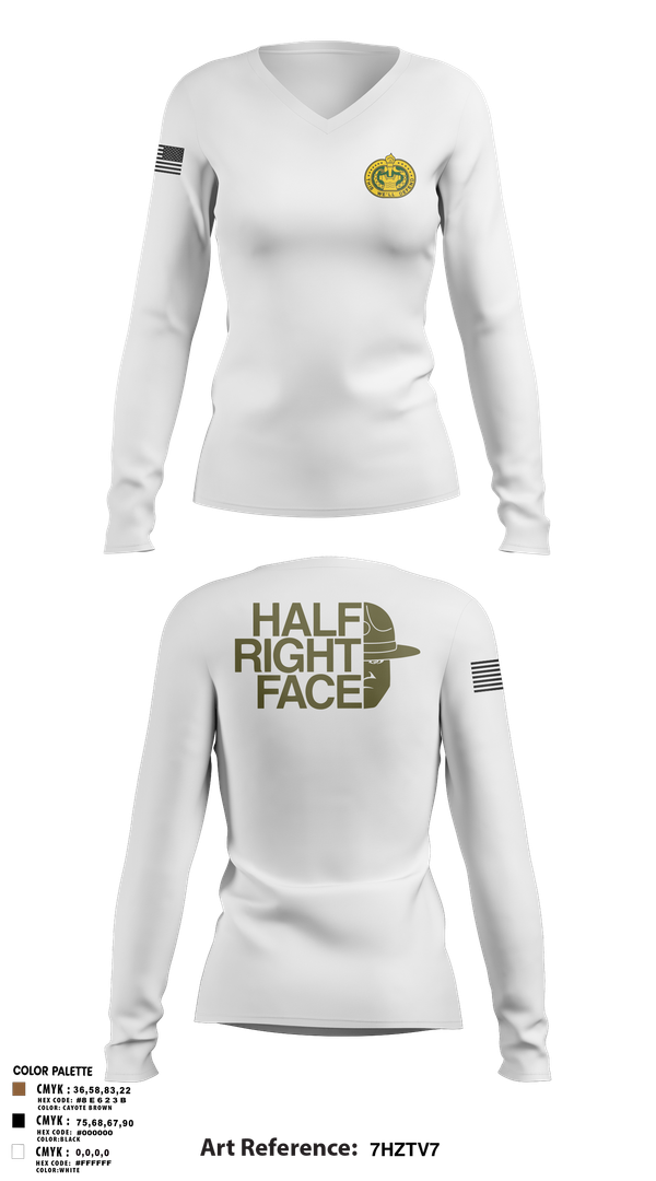 Womens Long Sleeve Vneck Shirt, C Co 2/397th, Army, Teamtime, Team time, sublimation, custom sports apparel, team uniforms, spirit wear, spiritwear, sports uniforms, custom shirts, team store, custom team store, fundraiser sports, apparel fundraiser