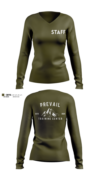 Womens Long Sleeve Vneck Shirt, Prevail Training Center LLC, , Teamtime, Team time, sublimation, custom sports apparel, team uniforms, spirit wear, spiritwear, sports uniforms, custom shirts, team store, custom team store, fundraiser sports, apparel fundraiser