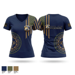 Womens Short Sleeve Vneck Shirt, Deming PD, Police, Teamtime, Team time, sublimation, custom sports apparel, team uniforms, spirit wear, spiritwear, sports uniforms, custom shirts, team store, custom team store, fundraiser sports, apparel fundraiser