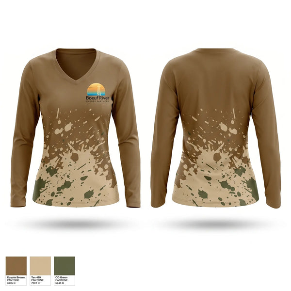 Womens Long Sleeve Vneck Shirt, Boeuf River Energy, , Teamtime, Team time, sublimation, custom sports apparel, team uniforms, spirit wear, spiritwear, sports uniforms, custom shirts, team store, custom team store, fundraiser sports, apparel fundraiser