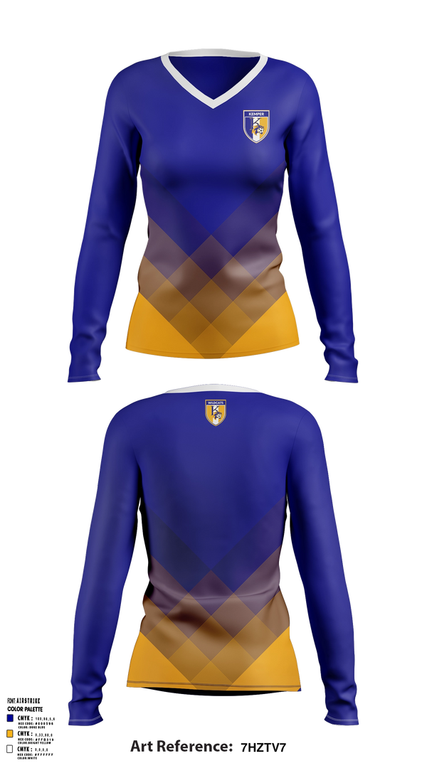 Womens Long Sleeve Vneck Shirt, Kemper County High School, Spirit Store, Teamtime, Team time, sublimation, custom sports apparel, team uniforms, spirit wear, spiritwear, sports uniforms, custom shirts, team store, custom team store, fundraiser sports, apparel fundraiser