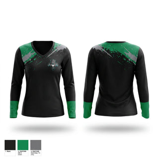 Womens Long Sleeve Vneck Shirt, Manitoulin Lady Panthers, Ice Hockey, Teamtime, Team time, sublimation, custom sports apparel, team uniforms, spirit wear, spiritwear, sports uniforms, custom shirts, team store, custom team store, fundraiser sports, apparel fundraiser