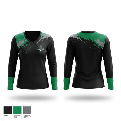 Manitoulin Lady Panthers Women's Long Sleeve V-neck Shirt - 1