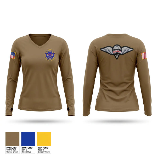 Womens Long Sleeve Vneck Shirt, 27th Special Operations Logistics Readiness Squadron, Air Force, Teamtime, Team time, sublimation, custom sports apparel, team uniforms, spirit wear, spiritwear, sports uniforms, custom shirts, team store, custom team store, fundraiser sports, apparel fundraiser