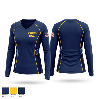 Womens Long Sleeve Vneck Shirt, PWCPD USRT, Police, Teamtime, Team time, sublimation, custom sports apparel, team uniforms, spirit wear, spiritwear, sports uniforms, custom shirts, team store, custom team store, fundraiser sports, apparel fundraiser