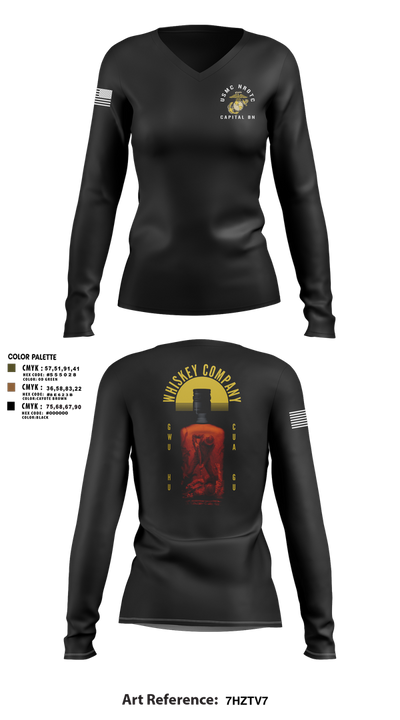 GWU NROTC 21201233 Women's Long Sleeve V-neck Shirt - 3