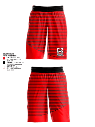 Womens Basketball Shorts, Manchester High School Redhawks, Women's Basketball, Teamtime, Team time, sublimation, custom sports apparel, team uniforms, spirit wear, spiritwear, sports uniforms, custom shirts, team store, custom team store, fundraiser sports, apparel fundraiser