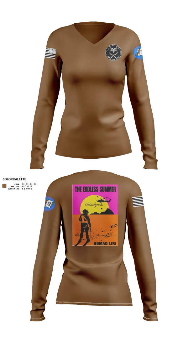 Womens Long Sleeve Vneck Shirt, A co 2-4GSAB, Army, Teamtime, Team time, sublimation, custom sports apparel, team uniforms, spirit wear, spiritwear, sports uniforms, custom shirts, team store, custom team store, fundraiser sports, apparel fundraiser