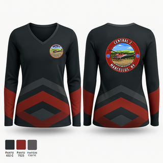 Womens Long Sleeve Vneck Shirt, Mercy flight Marcellus central 2, , Teamtime, Team time, sublimation, custom sports apparel, team uniforms, spirit wear, spiritwear, sports uniforms, custom shirts, team store, custom team store, fundraiser sports, apparel fundraiser