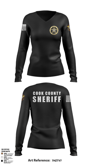 Womens Long Sleeve Vneck Shirt, Cook County Sheriff’s Office, Police, Teamtime, Team time, sublimation, custom sports apparel, team uniforms, spirit wear, spiritwear, sports uniforms, custom shirts, team store, custom team store, fundraiser sports, apparel fundraiser