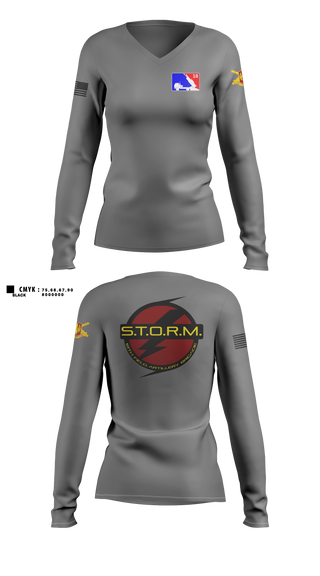 Womens Long Sleeve Vneck Shirt, H2F STORM, Army, Teamtime, Team time, sublimation, custom sports apparel, team uniforms, spirit wear, spiritwear, sports uniforms, custom shirts, team store, custom team store, fundraiser sports, apparel fundraiser