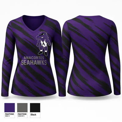 Anacortes Seahawks 85239493 Women's Long Sleeve V-neck Shirt - 21