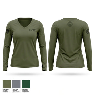 Womens Long Sleeve Vneck Shirt, ESU, Police, Teamtime, Team time, sublimation, custom sports apparel, team uniforms, spirit wear, spiritwear, sports uniforms, custom shirts, team store, custom team store, fundraiser sports, apparel fundraiser
