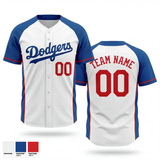 Full Button Baseball Jersey, FL Dodgers 13U, Baseball, Teamtime, Team time, sublimation, custom sports apparel, team uniforms, spirit wear, spiritwear, sports uniforms, custom shirts, team store, custom team store, fundraiser sports, apparel fundraiser