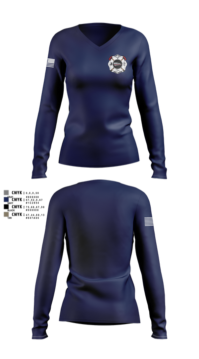 Camp dick fire & rescue Women's Long Sleeve V-neck Shirt - 123