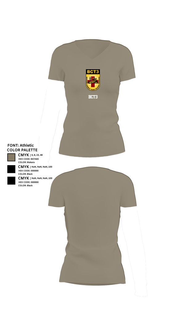 Womens Short Sleeve Vneck Shirt, BCT3, Army, Teamtime, Team time, sublimation, custom sports apparel, team uniforms, spirit wear, spiritwear, sports uniforms, custom shirts, team store, custom team store, fundraiser sports, apparel fundraiser