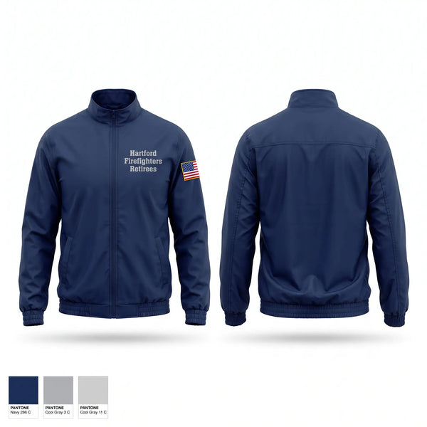 Windbreaker, Hartford Firefighters Retirees, Fire Department, Teamtime, Team time, sublimation, custom sports apparel, team uniforms, spirit wear, spiritwear, sports uniforms, custom shirts, team store, custom team store, fundraiser sports, apparel fundraiser