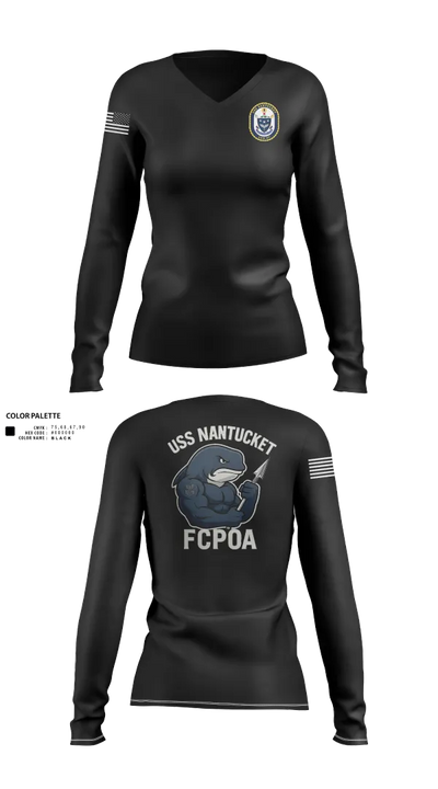 USS NANTUCKET LCS 27 Women's Long Sleeve V-neck Shirt - 5