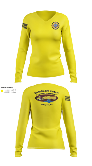 Womens Long Sleeve Vneck Shirt, Centerton fire company, Fire Department, Teamtime, Team time, sublimation, custom sports apparel, team uniforms, spirit wear, spiritwear, sports uniforms, custom shirts, team store, custom team store, fundraiser sports, apparel fundraiser
