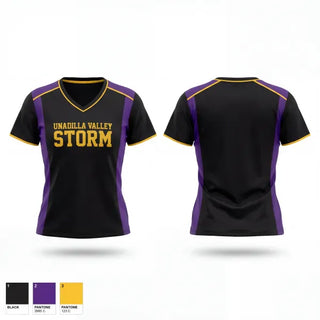 Womens Short Sleeve Vneck Shirt, Unadilla Valley Storm, Bowling, Teamtime, Team time, sublimation, custom sports apparel, team uniforms, spirit wear, spiritwear, sports uniforms, custom shirts, team store, custom team store, fundraiser sports, apparel fundraiser