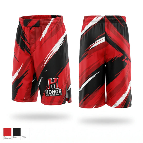 Fight Shorts, Honor MMA, , Teamtime, Team time, sublimation, custom sports apparel, team uniforms, spirit wear, spiritwear, sports uniforms, custom shirts, team store, custom team store, fundraiser sports, apparel fundraiser