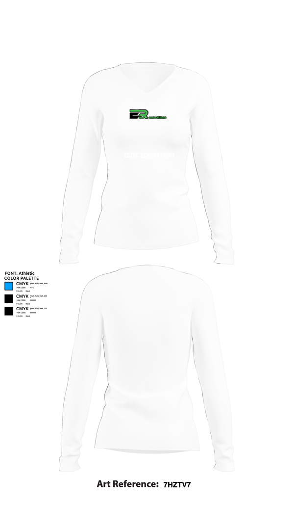 Womens Long Sleeve Vneck Shirt, Elite Renovations, , Teamtime, Team time, sublimation, custom sports apparel, team uniforms, spirit wear, spiritwear, sports uniforms, custom shirts, team store, custom team store, fundraiser sports, apparel fundraiser