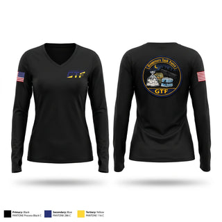 Womens Long Sleeve Vneck Shirt, Delaware GTF, Police, Teamtime, Team time, sublimation, custom sports apparel, team uniforms, spirit wear, spiritwear, sports uniforms, custom shirts, team store, custom team store, fundraiser sports, apparel fundraiser