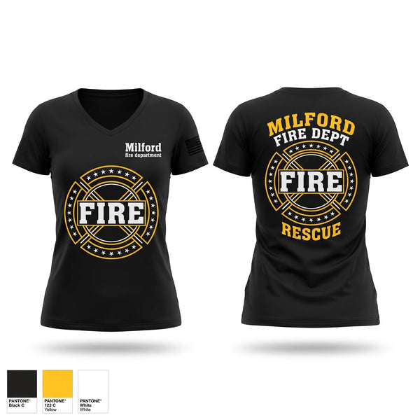 Womens Short Sleeve Vneck Shirt, Milford fire department, Fire Department, Teamtime, Team time, sublimation, custom sports apparel, team uniforms, spirit wear, spiritwear, sports uniforms, custom shirts, team store, custom team store, fundraiser sports, apparel fundraiser