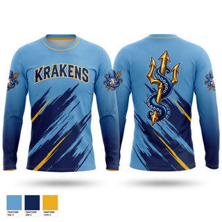 Long Sleeve Performance Shirt, Krakens, Baseball, Teamtime, Team time, sublimation, custom sports apparel, team uniforms, spirit wear, spiritwear, sports uniforms, custom shirts, team store, custom team store, fundraiser sports, apparel fundraiser