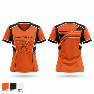 Womens Short Sleeve Vneck Shirt, Beavercreek Sox, Baseball, Teamtime, Team time, sublimation, custom sports apparel, team uniforms, spirit wear, spiritwear, sports uniforms, custom shirts, team store, custom team store, fundraiser sports, apparel fundraiser