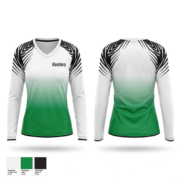 Womens Long Sleeve Vneck Shirt, Hunters, Men's Soccer, Teamtime, Team time, sublimation, custom sports apparel, team uniforms, spirit wear, spiritwear, sports uniforms, custom shirts, team store, custom team store, fundraiser sports, apparel fundraiser