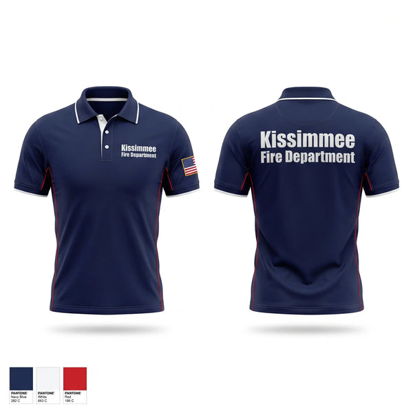 Short Sleeve Performance Polo, Kissimmee fire department, Fire Department, Teamtime, Team time, sublimation, custom sports apparel, team uniforms, spirit wear, spiritwear, sports uniforms, custom shirts, team store, custom team store, fundraiser sports, apparel fundraiser
