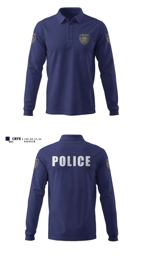 Long Sleeve Performance Polo, Cresco Police Department, Police, Teamtime, Team time, sublimation, custom sports apparel, team uniforms, spirit wear, spiritwear, sports uniforms, custom shirts, team store, custom team store, fundraiser sports, apparel fundraiser