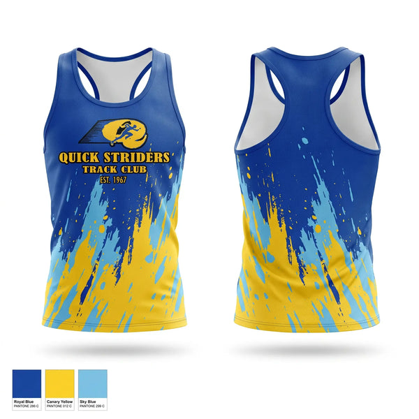Mens Track Singlet, Quick Striders, Track & Field, Teamtime, Team time, sublimation, custom sports apparel, team uniforms, spirit wear, spiritwear, sports uniforms, custom shirts, team store, custom team store, fundraiser sports, apparel fundraiser