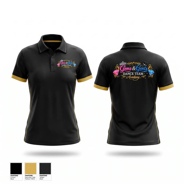 Short Sleeve Performance Polo, Gems and gents, Cheer, Teamtime, Team time, sublimation, custom sports apparel, team uniforms, spirit wear, spiritwear, sports uniforms, custom shirts, team store, custom team store, fundraiser sports, apparel fundraiser