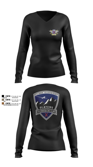 Womens Long Sleeve Vneck Shirt, 2-10 AHB Knighthawks, Army, Teamtime, Team time, sublimation, custom sports apparel, team uniforms, spirit wear, spiritwear, sports uniforms, custom shirts, team store, custom team store, fundraiser sports, apparel fundraiser