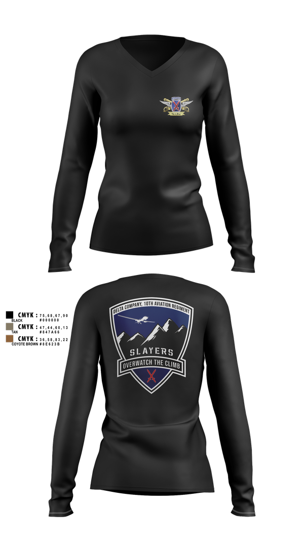 Womens Long Sleeve Vneck Shirt, 2-10 AHB Knighthawks, Army, Teamtime, Team time, sublimation, custom sports apparel, team uniforms, spirit wear, spiritwear, sports uniforms, custom shirts, team store, custom team store, fundraiser sports, apparel fundraiser