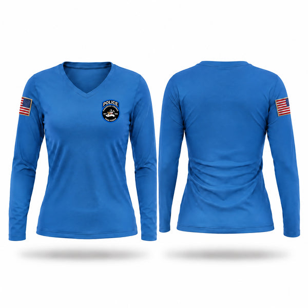 Womens Long Sleeve Vneck Shirt, NYPD - Special Frauds Squad, Police, Teamtime, Team time, sublimation, custom sports apparel, team uniforms, spirit wear, spiritwear, sports uniforms, custom shirts, team store, custom team store, fundraiser sports, apparel fundraiser