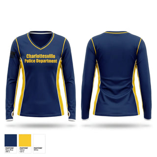 Womens Long Sleeve Vneck Shirt, Charlottesville Police Department, Police, Teamtime, Team time, sublimation, custom sports apparel, team uniforms, spirit wear, spiritwear, sports uniforms, custom shirts, team store, custom team store, fundraiser sports, apparel fundraiser