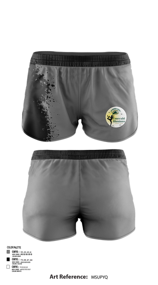 Womens Shorts, Emerald Illusions Dance Team, Spirit Store, Teamtime, Team time, sublimation, custom sports apparel, team uniforms, spirit wear, spiritwear, sports uniforms, custom shirts, team store, custom team store, fundraiser sports, apparel fundraiser