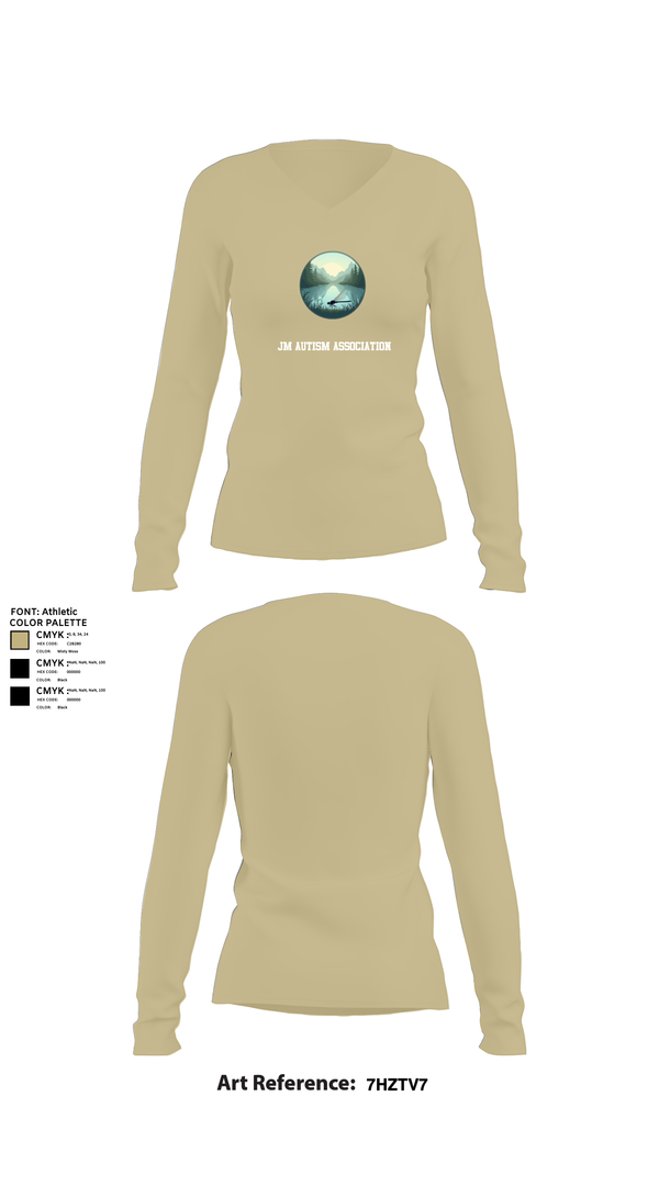 Womens Long Sleeve Vneck Shirt, JM Autism association, , Teamtime, Team time, sublimation, custom sports apparel, team uniforms, spirit wear, spiritwear, sports uniforms, custom shirts, team store, custom team store, fundraiser sports, apparel fundraiser
