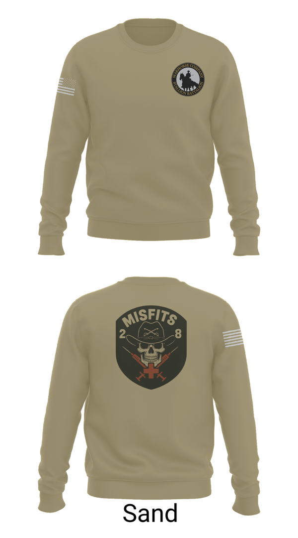 Crew Neck Sweatshirt, 2-8 Cav, HHC, Medic Platoon, , Teamtime, Team time, sublimation, custom sports apparel, team uniforms, spirit wear, spiritwear, sports uniforms, custom shirts, team store, custom team store, fundraiser sports, apparel fundraiser