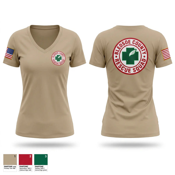 Womens Short Sleeve Vneck Shirt, Bledsoe County Rescue Squad, Fire Department, Teamtime, Team time, sublimation, custom sports apparel, team uniforms, spirit wear, spiritwear, sports uniforms, custom shirts, team store, custom team store, fundraiser sports, apparel fundraiser