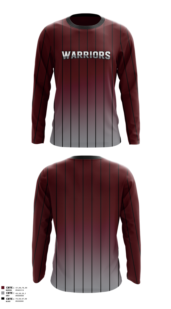 Long Sleeve Performance Shirt, Warriors, Softball, Teamtime, Team time, sublimation, custom sports apparel, team uniforms, spirit wear, spiritwear, sports uniforms, custom shirts, team store, custom team store, fundraiser sports, apparel fundraiser