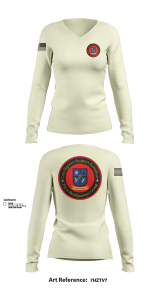 Womens Long Sleeve Vneck Shirt, Intelligence Support Battalion, , Teamtime, Team time, sublimation, custom sports apparel, team uniforms, spirit wear, spiritwear, sports uniforms, custom shirts, team store, custom team store, fundraiser sports, apparel fundraiser